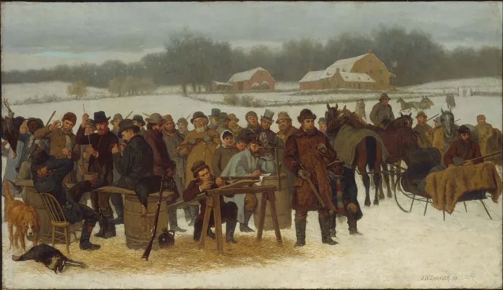 Turkey Shoot, by John Whetton Ehninger, oil, 1890