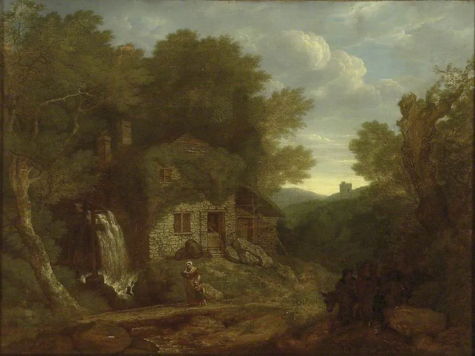 Landscape: Houses at the Edge of a Wood, by John White Abbott, oil, 1835