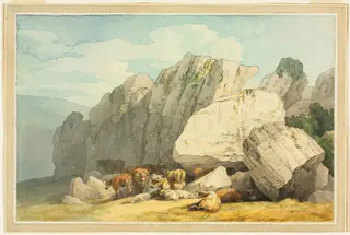 Leigh Tor Rocks at Poundsgate, near New Bridge on the Dart, Devon, by John White Abbott, 1800
