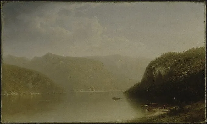 Mountain Lake Scene, by John William Casilear, oil, 1883
