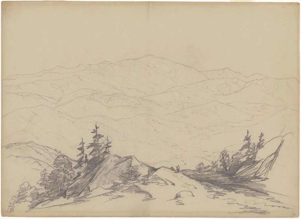 Mountain Landscape, by John William Casilear, graphite, 1801