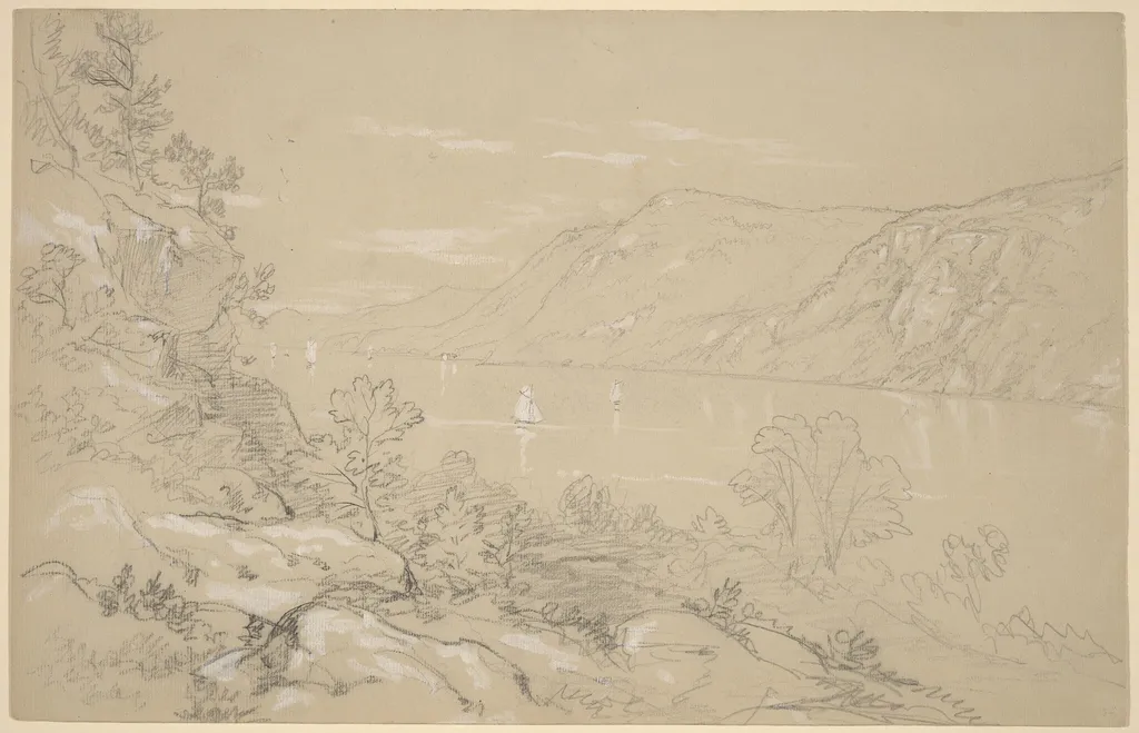 North from Storm King, by John William Casilear, graphite, 1854