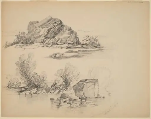 Rocks Along a Lakeshore [recto], by John William Casilear