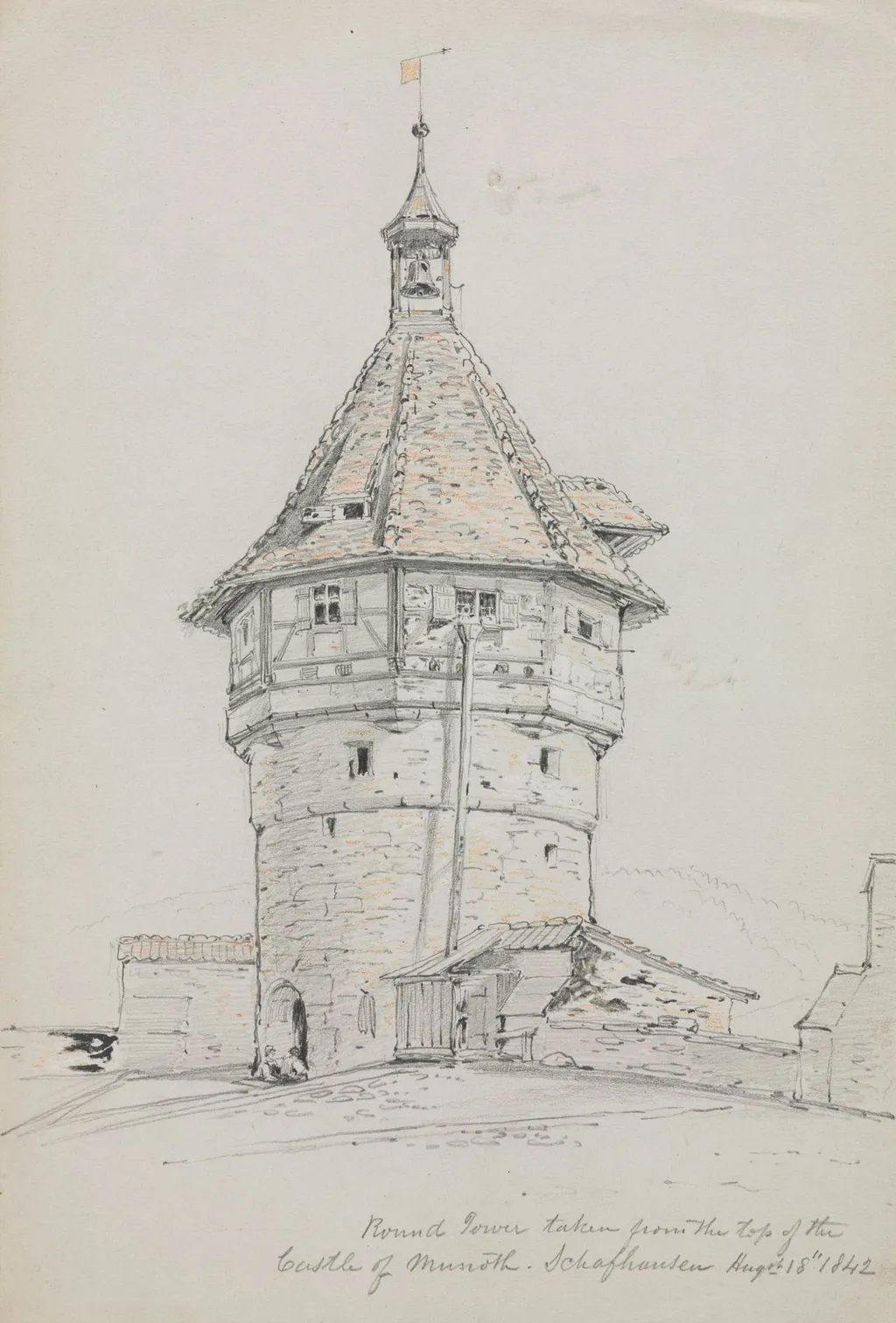 Round Tower, Castle of Munoth, Schafhausen, Switzerland, by John William Casilear, 1842