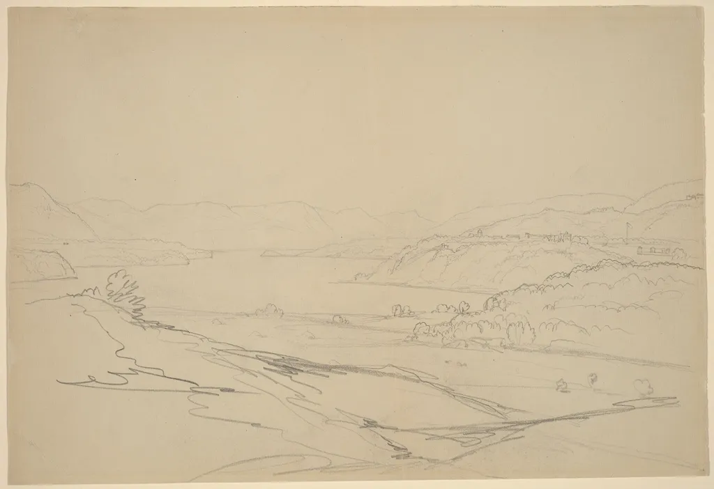 West Point from Storm King, by John William Casilear, graphite, 1852
