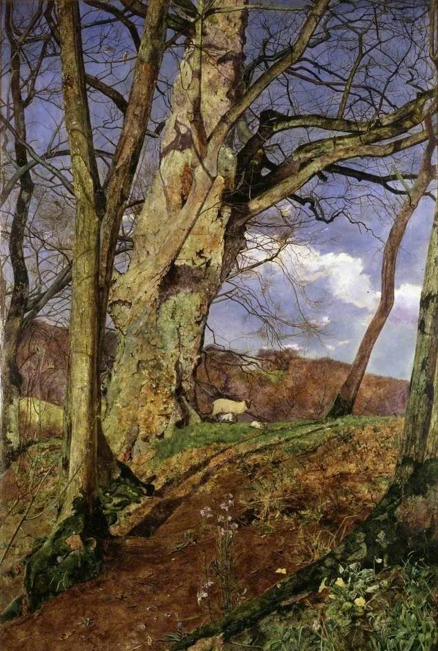 A Study, in March, by John William Inchbold, oil, 1869