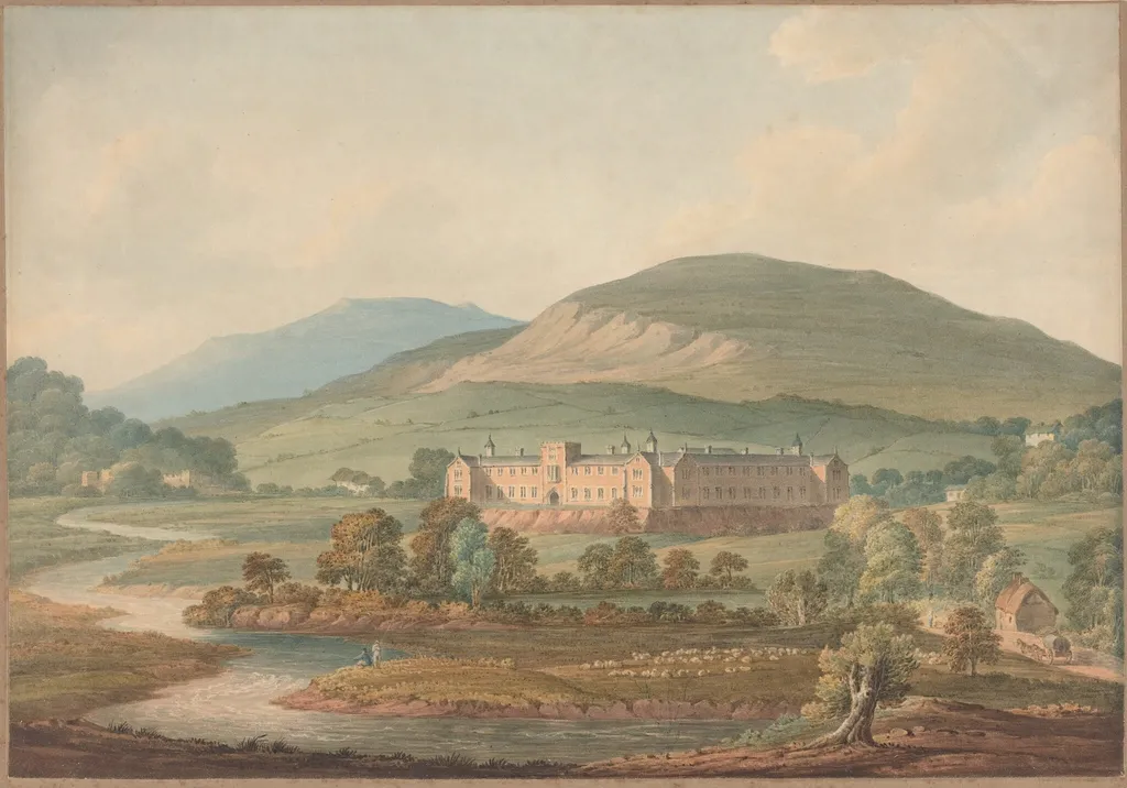 View of an Estate, by John William Upham, graphite, 1800