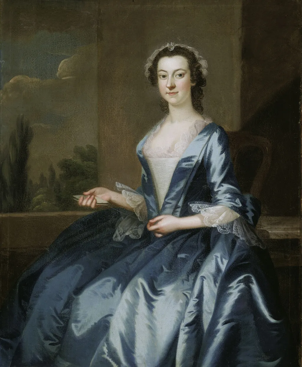 Portrait of a Woman, by John Wollaston, oil, 1750
