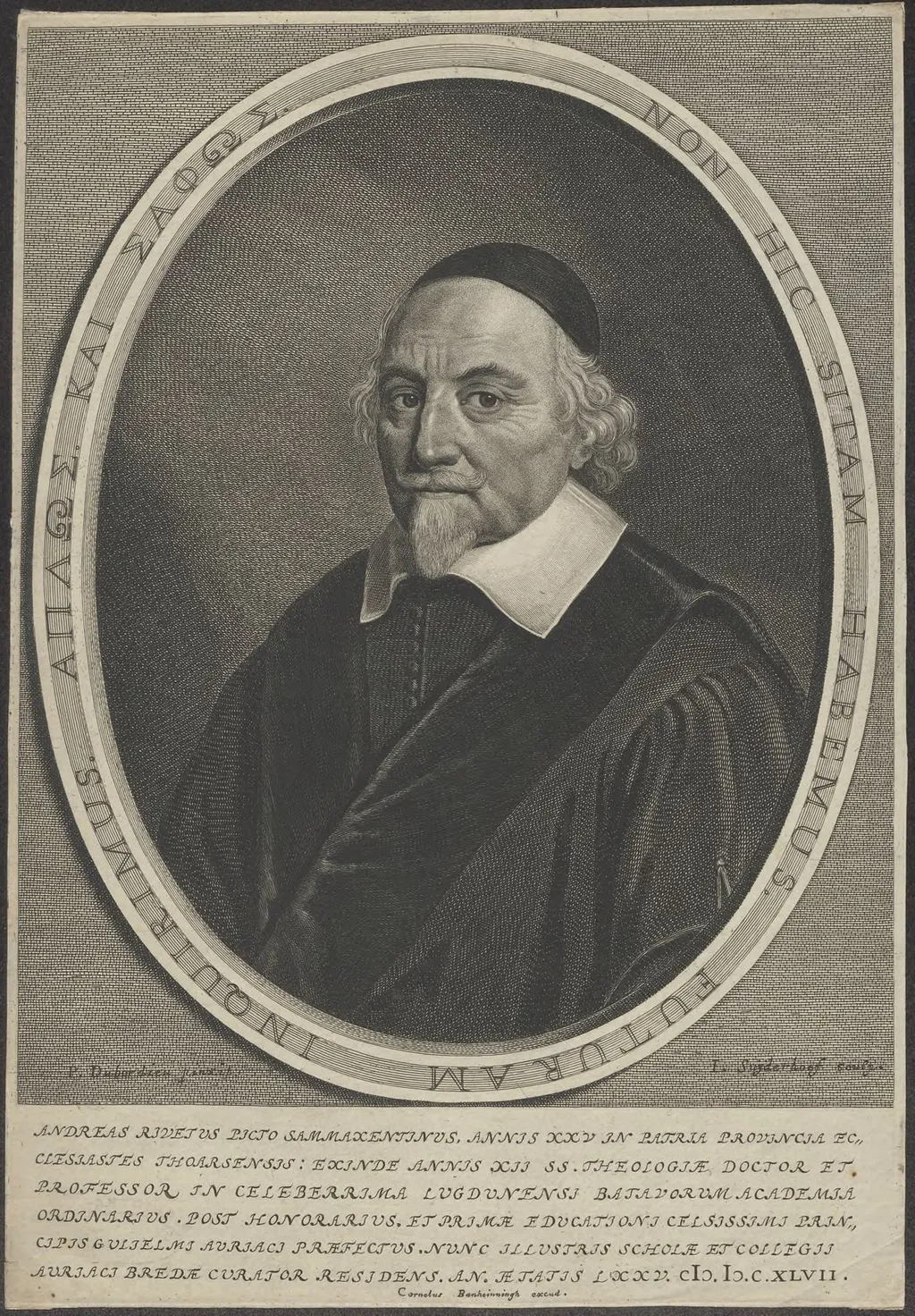 Portrait of André Rivet, by Jonas, Suyderhoef, unspecified, 1650