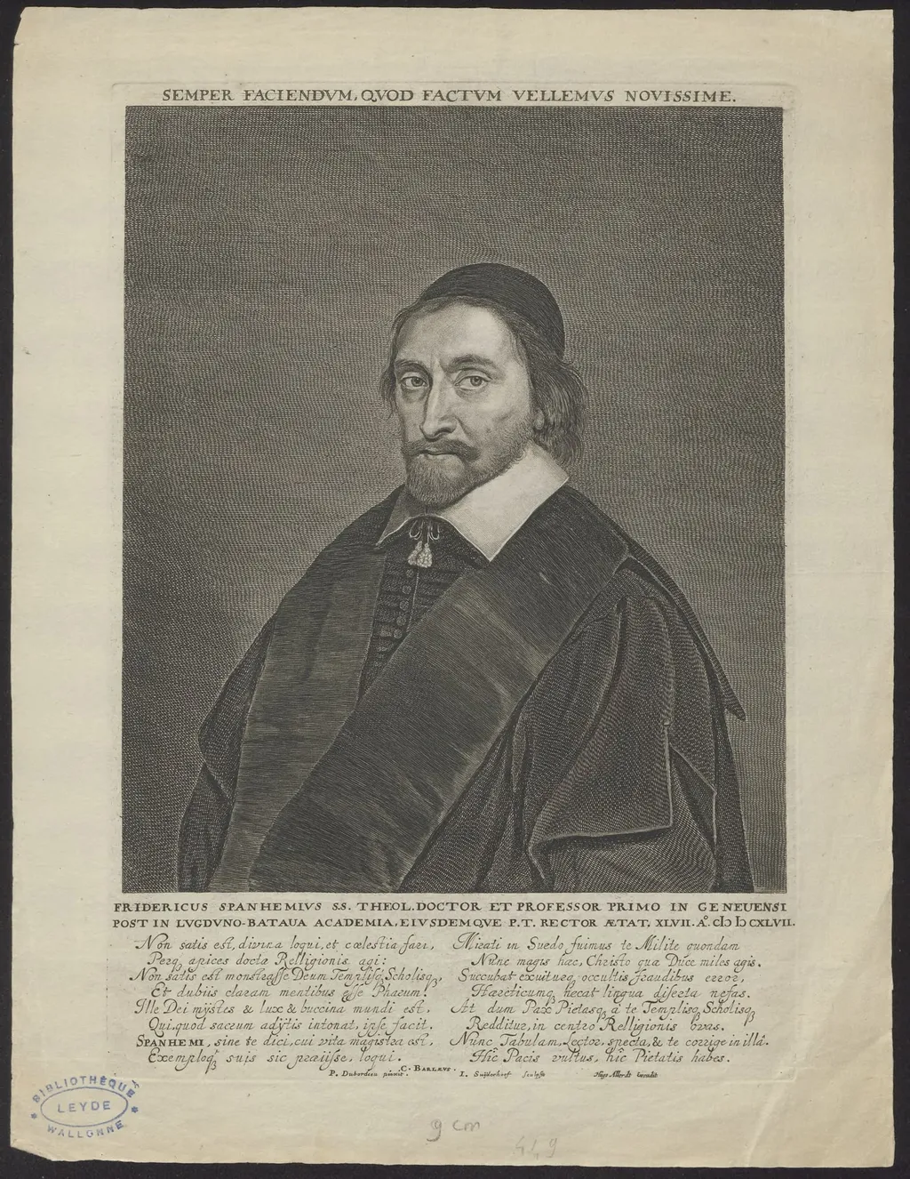 Portrait of Fridericus Spanhemius, professor of Theology, by Jonas, Suyderhoef, unspecified, 1650