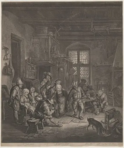 Peasant Interior with a Dancing Couple, by Jonas Suyderhoff