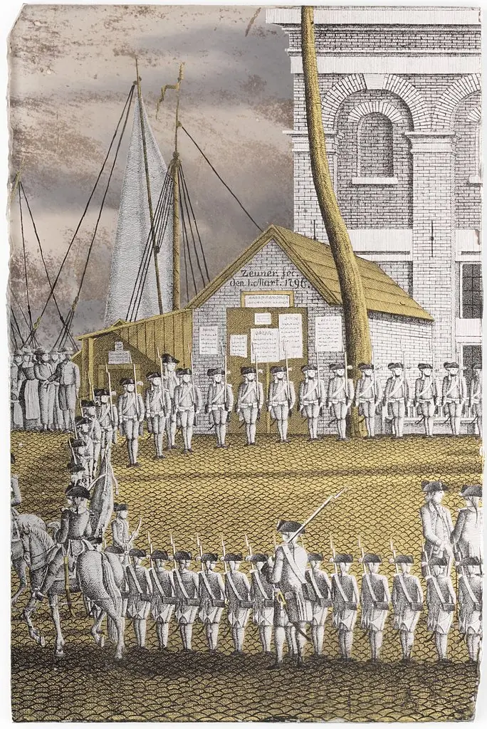 Cadets Lined up in front of the Het Zeerecht Building in Amsterdam, by Jonas Zeuner