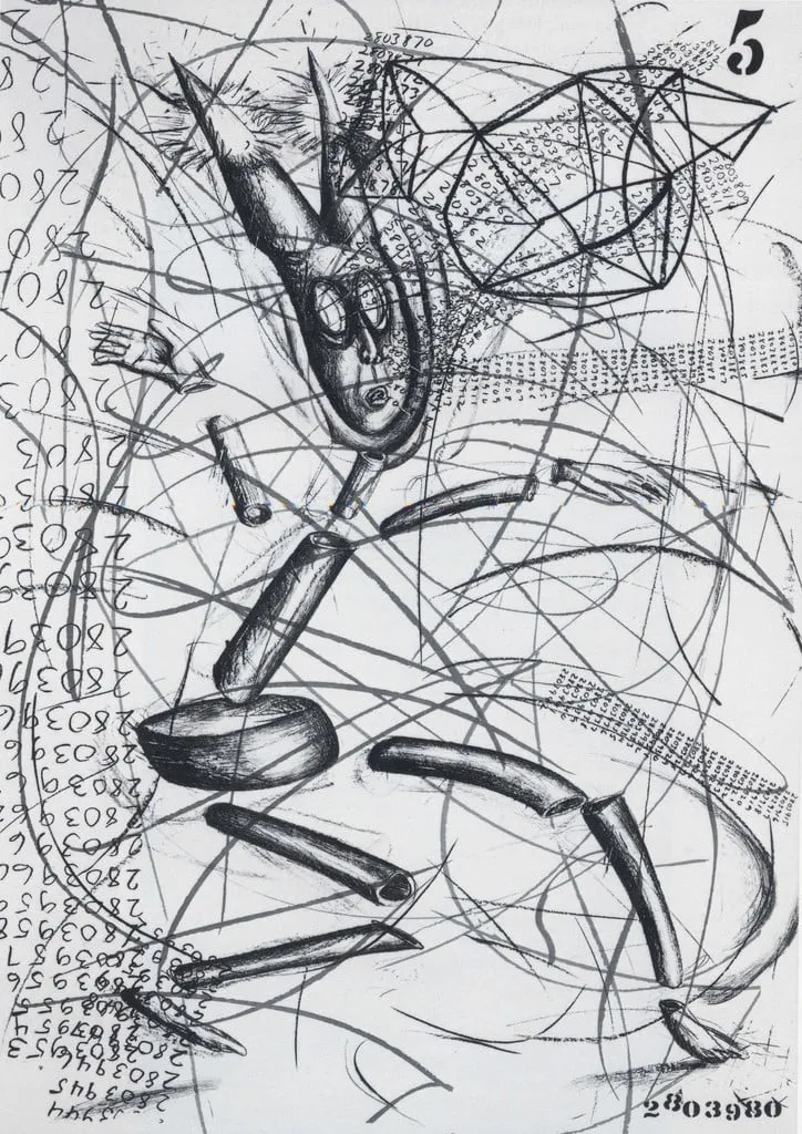 Untitled, by Jonathan Borofsky, ink, 1983