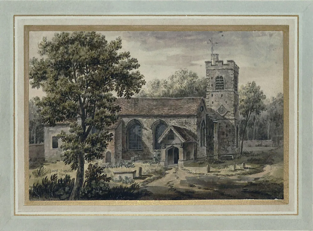 Camberwell Church, by Jonathan Skelton, watercolor, 1755