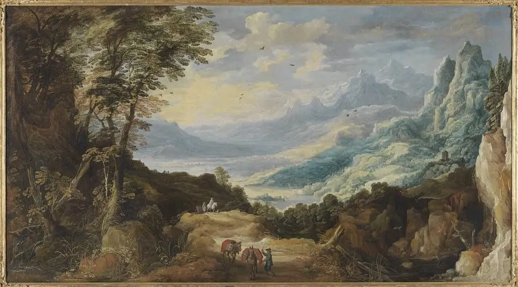 Große Gebirgslandschaft mit Reisenden, by Joos de Momper the Younger