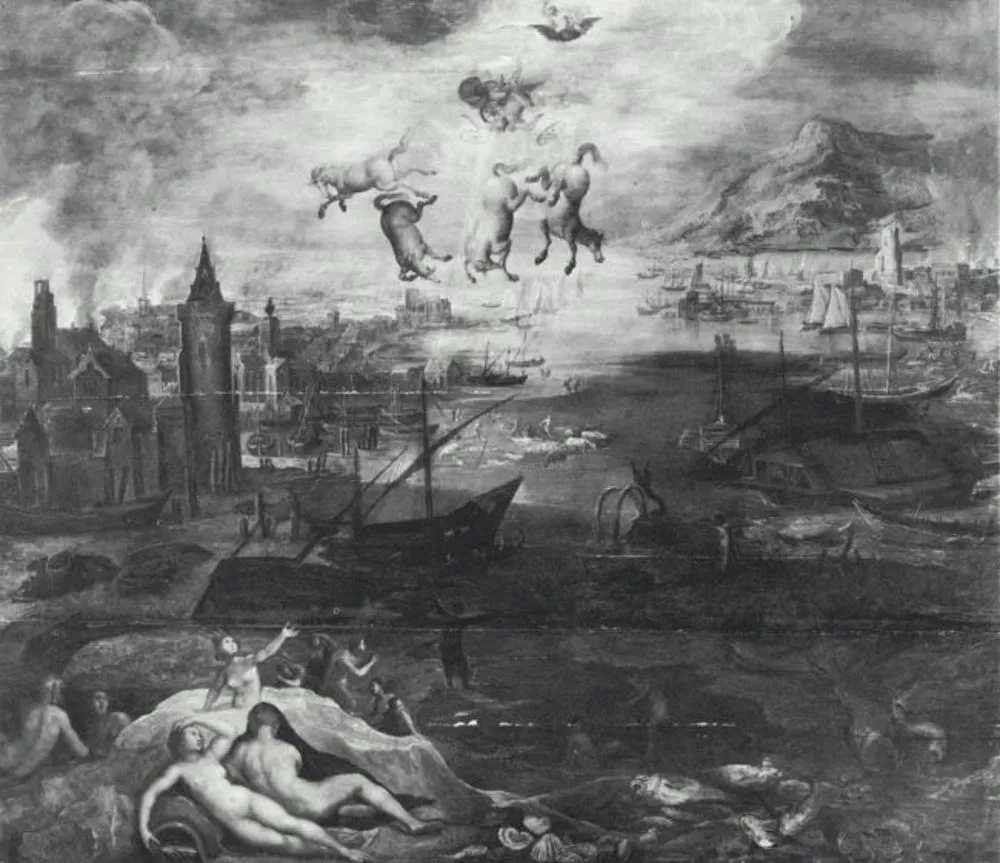 Landscape with the Fall of Phaeton, by Joos de Momper the Younger, oil, 1607