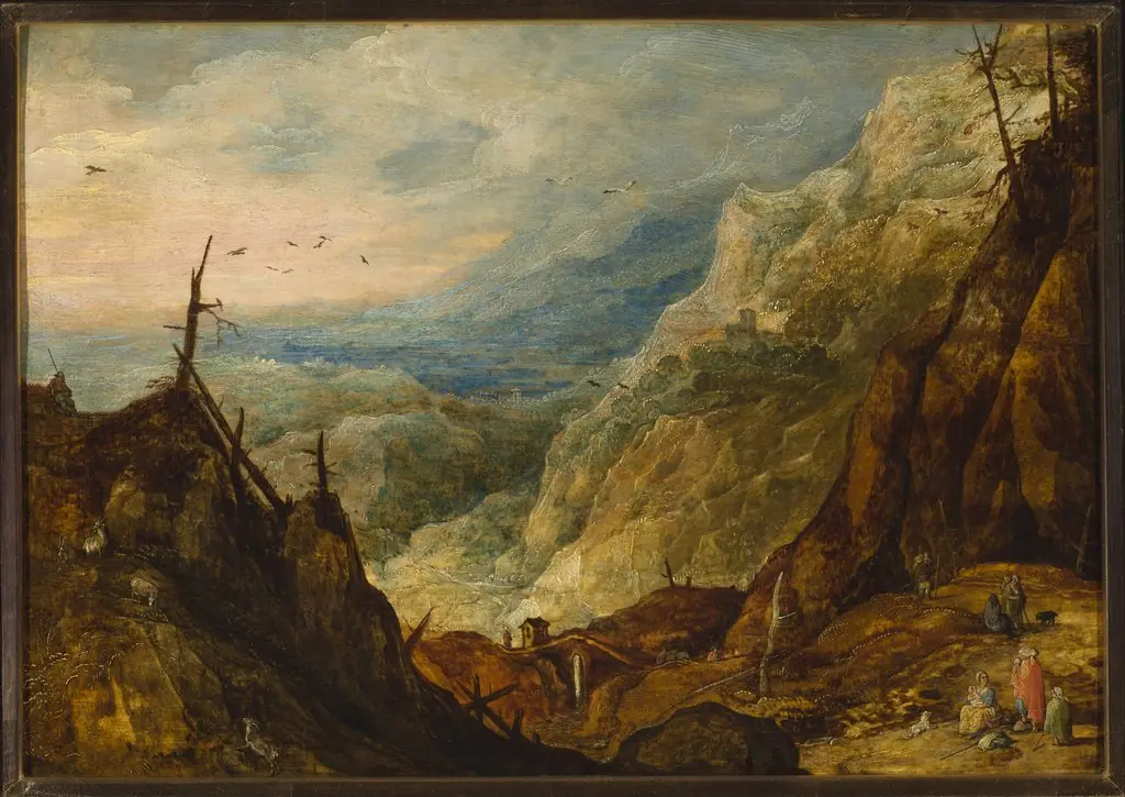 Mountain landscape with a broken tree, by Joos de Momper the Younger