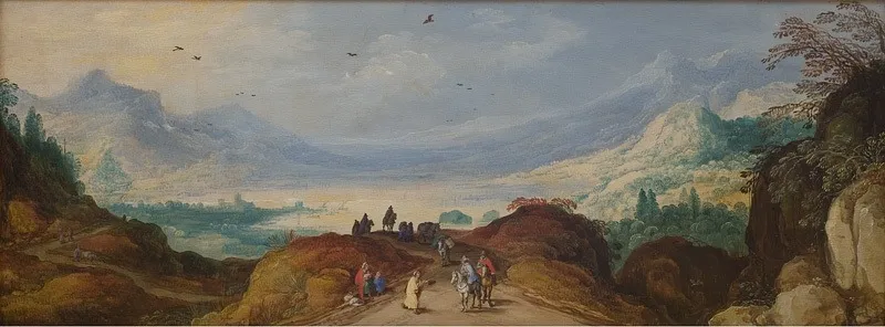 Mountain Landscape with a Lake, by Joos de Momper the Younger, oil, 1611