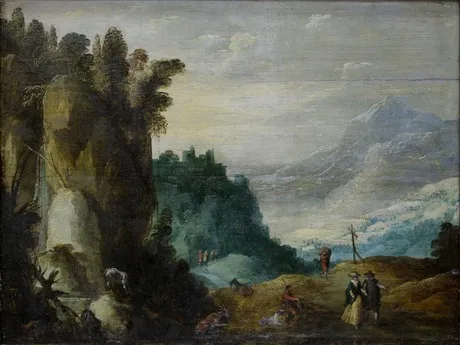 Мountain landscape, by Joos de Momper the Younger, oil, 1550
