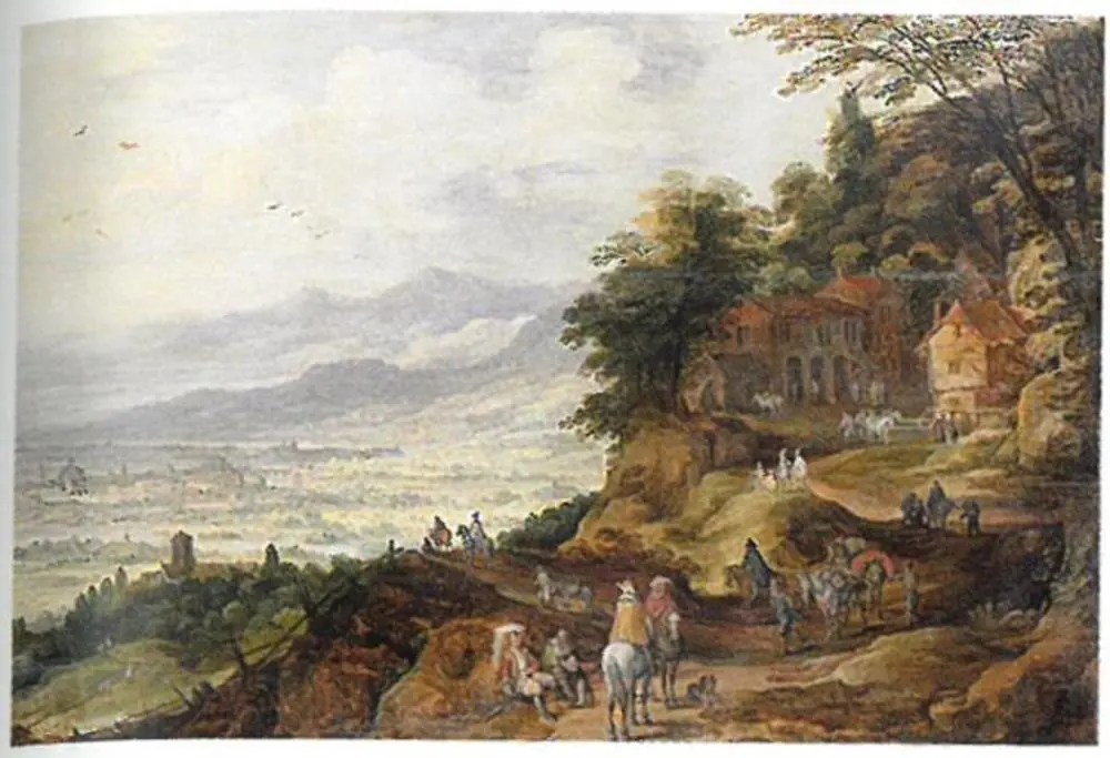 Town in a vally, by Joos de Momper the Younger
