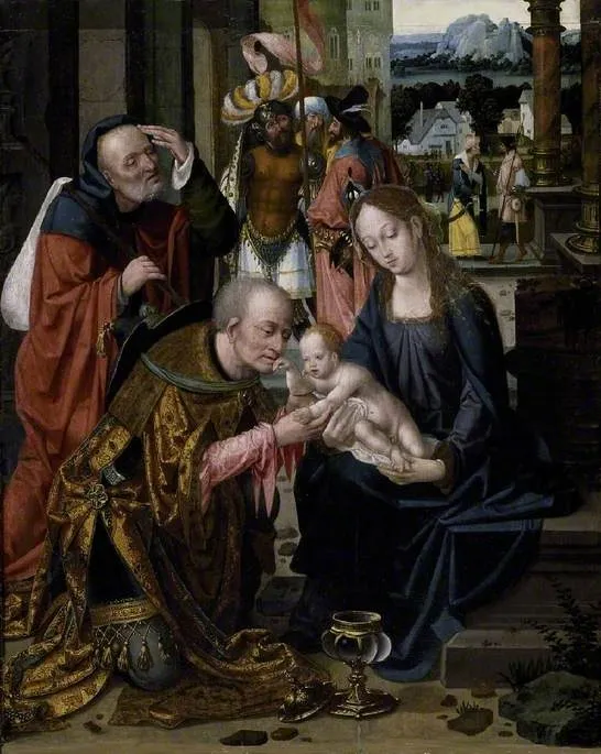 Adoration of the Kings, by Joos van Cleve, oil, 1522