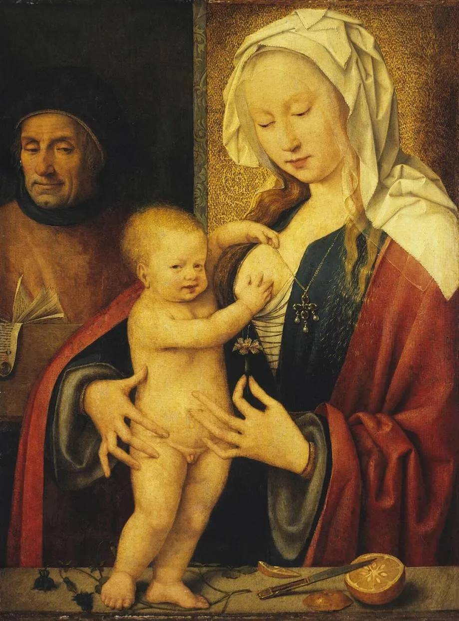 Holy Family, by Joos van Cleve, oil, 1502