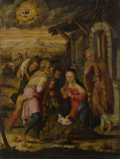 The birth of Christ, by Joos van Cleve, oil, 1522