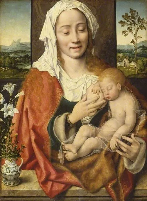 Virgin and Child, by Joos van Cleve, oil