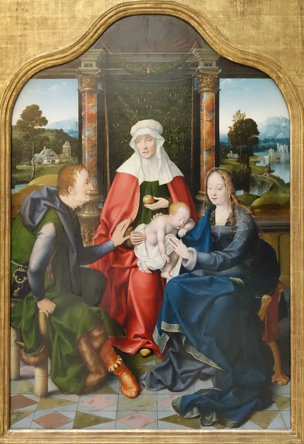 Virgin and Child with Saints Anne and Joachim, by Joos van Cleve, oil, 1520