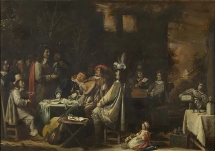Meeting of rhetoricians, by Joos van Craesbeeck, oil, 1660