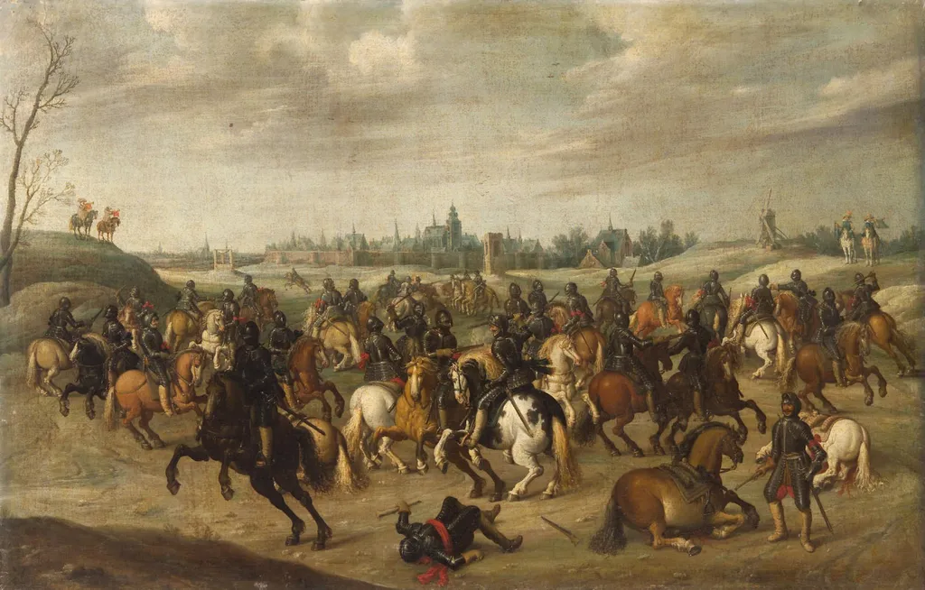 Reitergefecht vor Hertogenbosch, by Joost Cornelisz Droochsloot, unspecified, 1630
