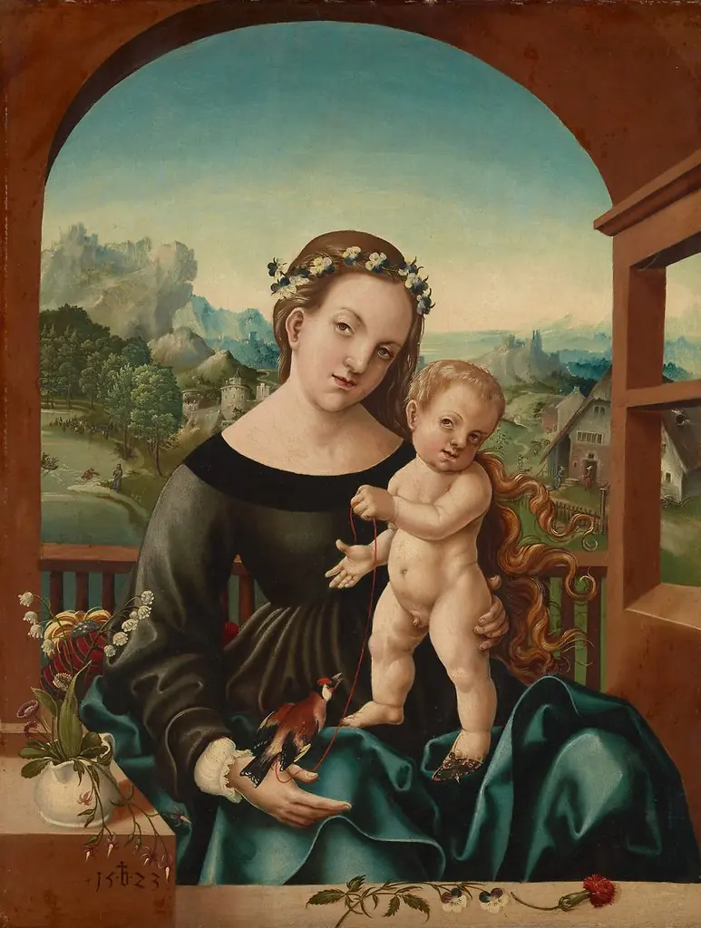 Mary with Child and Goldfinch 1523, by Jörg Breu the Elder