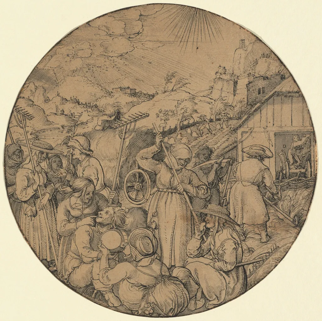 The Hay Harvest (June), by Jörg Breu the Elder, ink, 1521