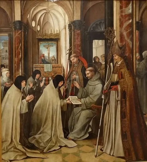 S. Francisco delivering the Statutes of the Order to Santa Clara, by Jorge Afonso, unspecified, 1515