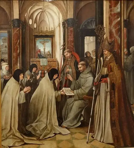 S. Francisco delivering the Statutes of the Order to Santa Clara, by Jorge Afonso
