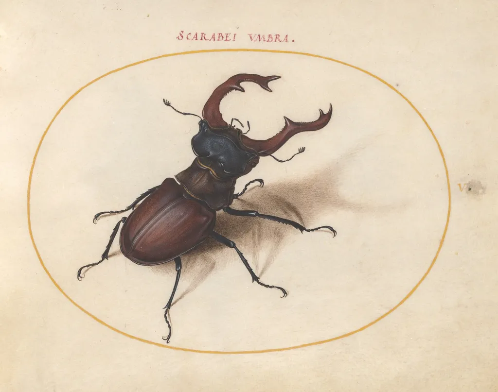 Plate 5: Stag Beetle, by Joris Hoefnagel, gouache, 1594