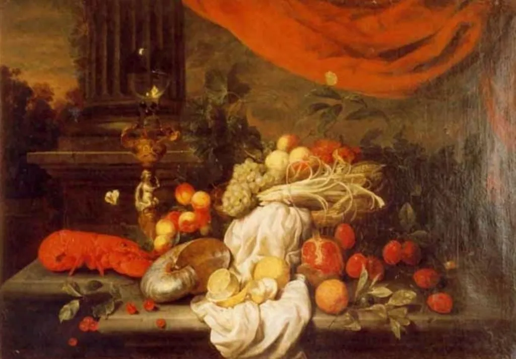 Natură moartă cu coloană, by Joris van Son, unspecified, 1650