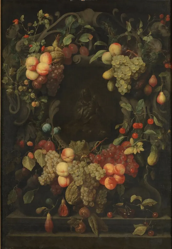 The Virgin with the Child inside a festoon of fruit, by Joris van Son