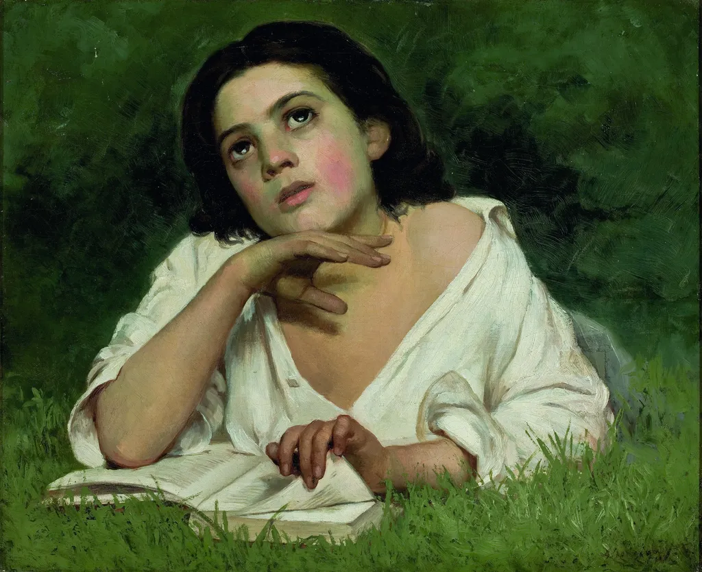 Girl with a Book, by José Ferraz de Almeida Júnior, oil, 1850
