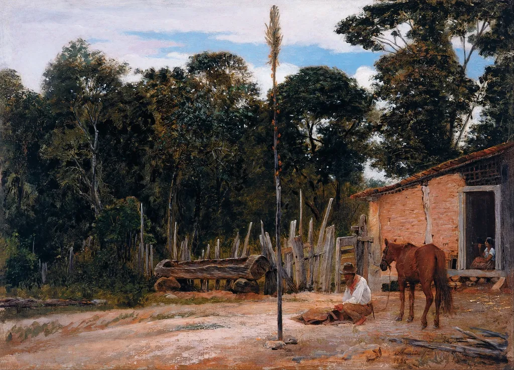 Tightening the Saddle, by José Ferraz de Almeida Júnior, oil, 1898