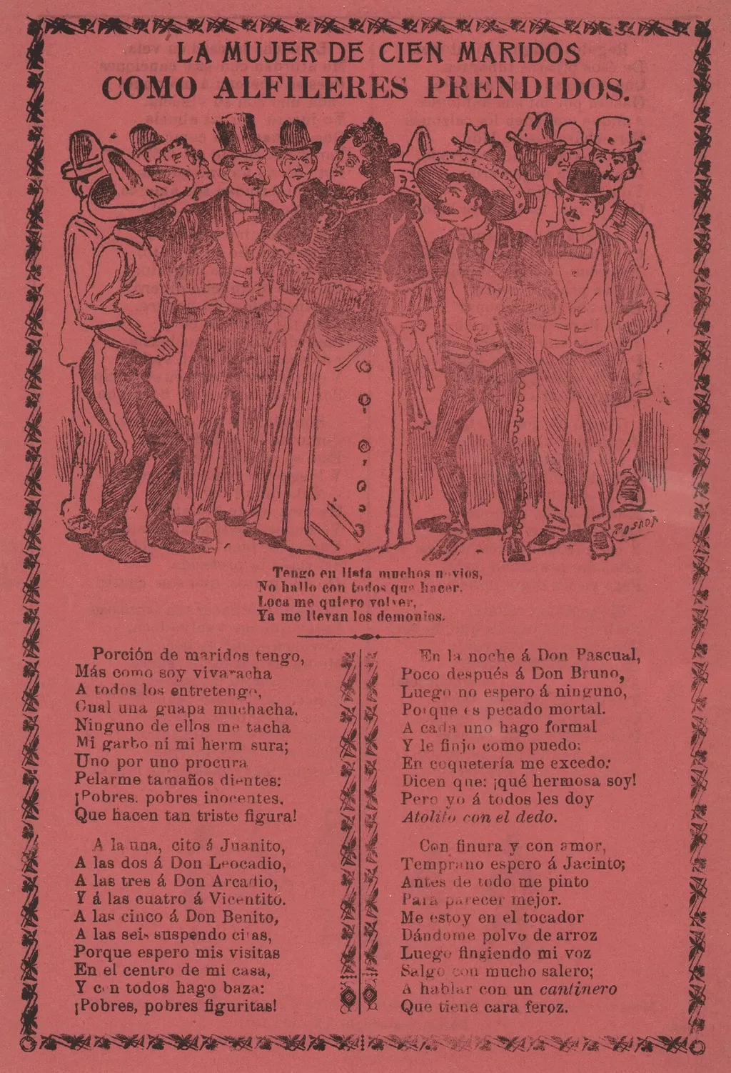 La Mujer de Cien Maridos - Como Alfileres Prendidos, by José Guadalupe Posada, 1901