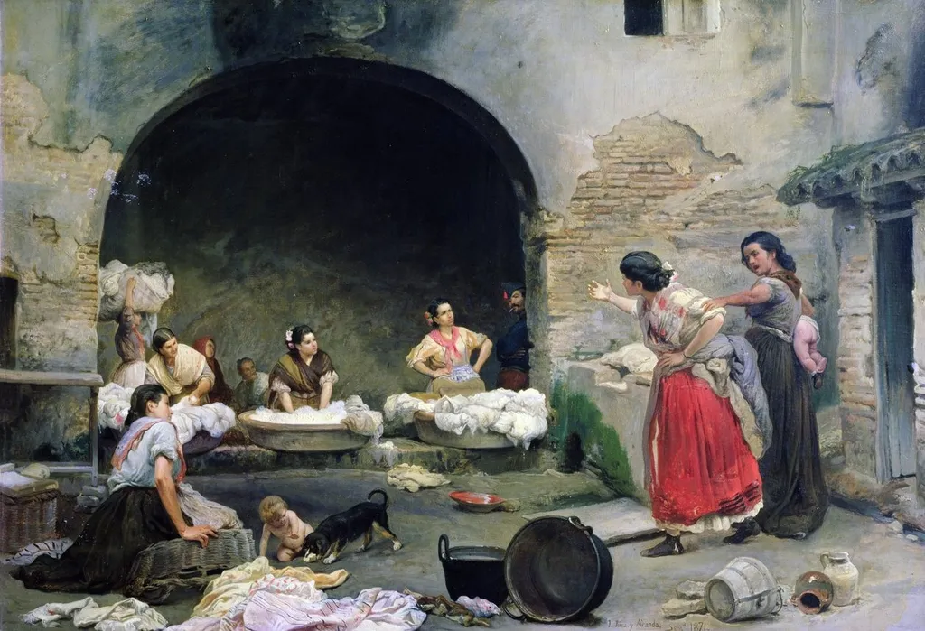 Washerwomen Disputing, by José Jiménez Aranda, oil, 1871