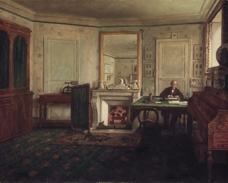 The Office of Don Manuel Romero de Terreros in Paris, by José María Calderón, oil, 1870