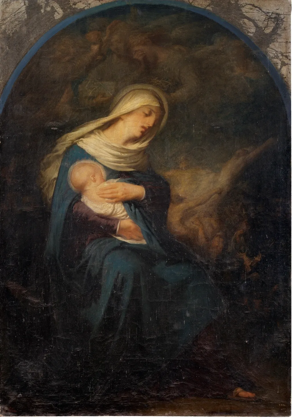 La Virgen con el Niño según una piadosa creencia, by José María Galván y Candela, oil, 1866