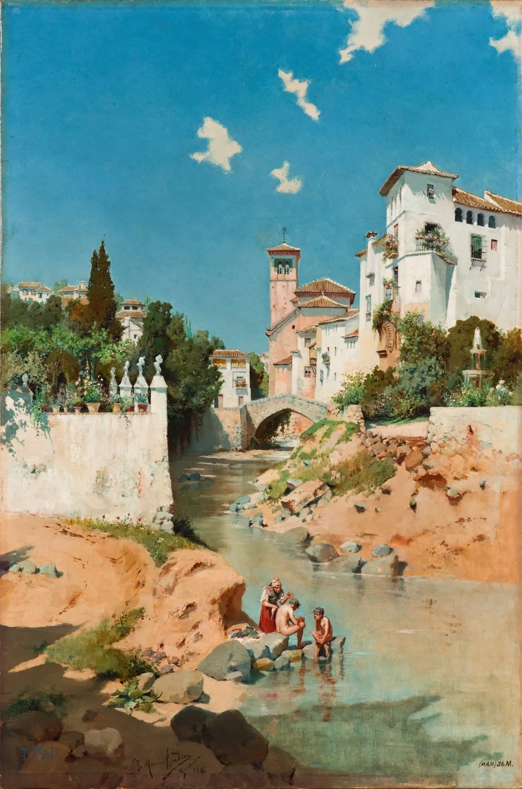 El Darro (Recuerdos de Granada), by José Marín-Baldo y Burgueros, oil, 1894