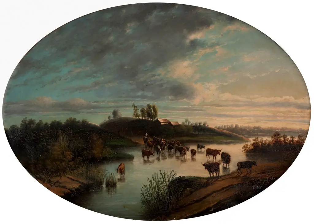 Paisaje del Guadaíra en el momento de ser atravesado por ganado, by José Ramill y Muñoz