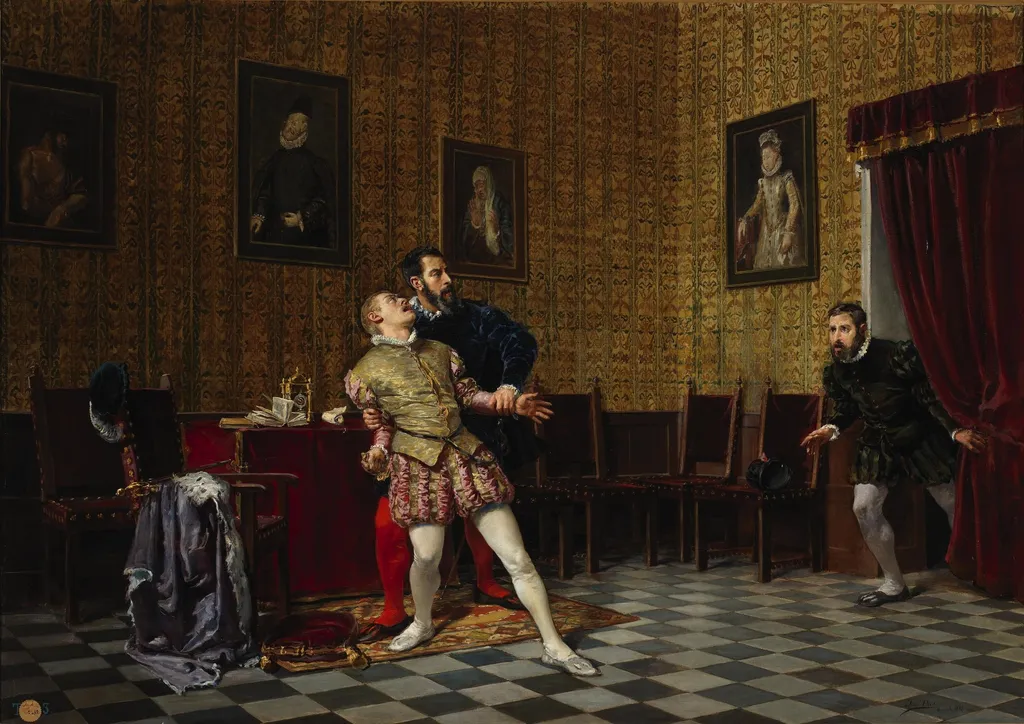 Prince Don Carlos and the Duke of Alba, by José Uría y Uría, oil, 1891
