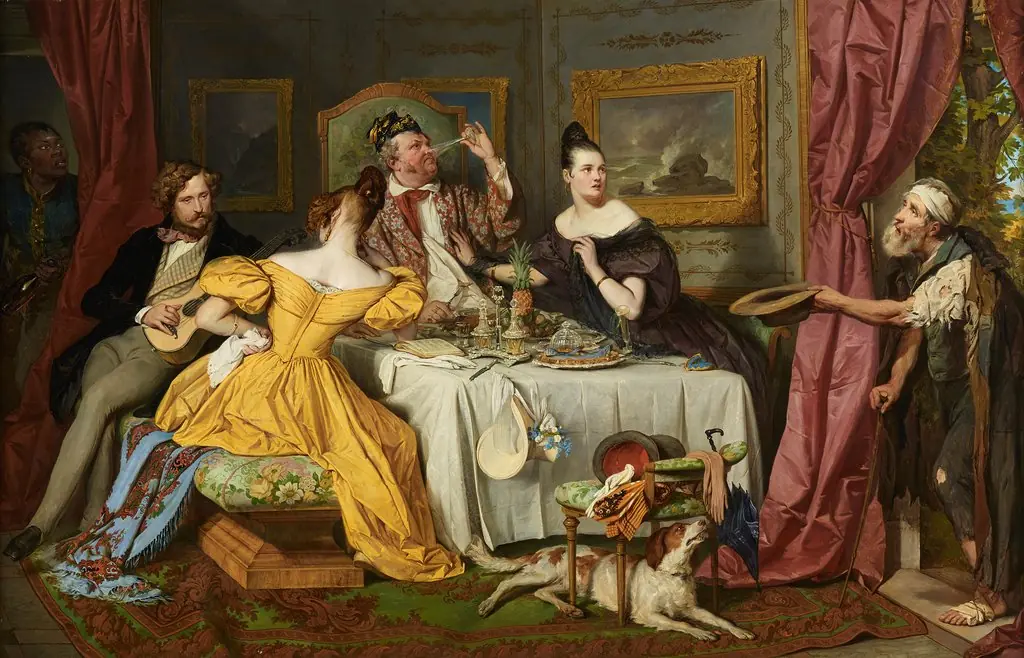 Banquet of a rich glutton, by Josef Danhauser