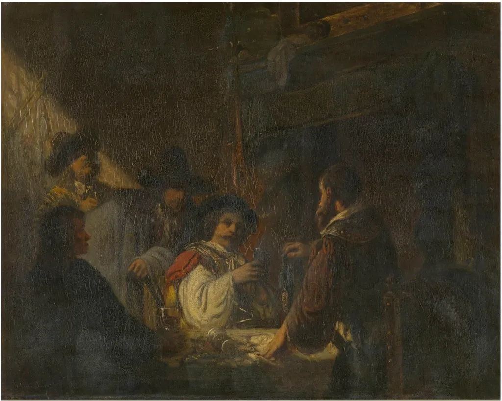 Scene from the life of Rembrand, by Josef Lies, oil, 1850