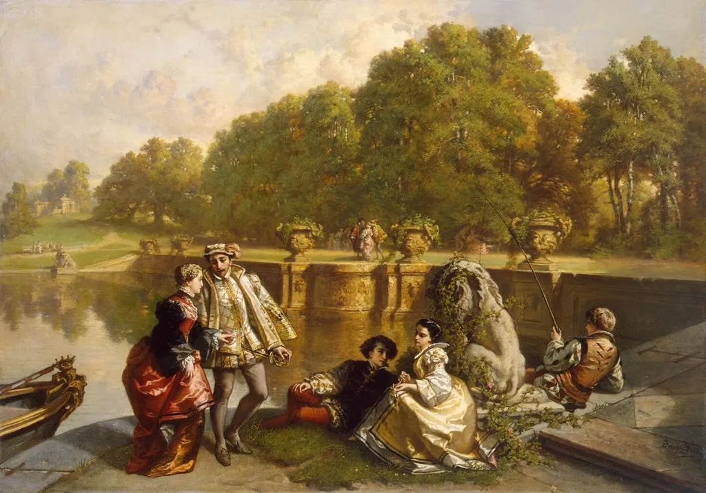 Scene in a Park, by Josef Lies, oil, 1853